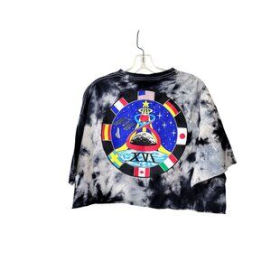 Chemistry Black Tie Dyed NASA Crop Top with Colorful Back Design